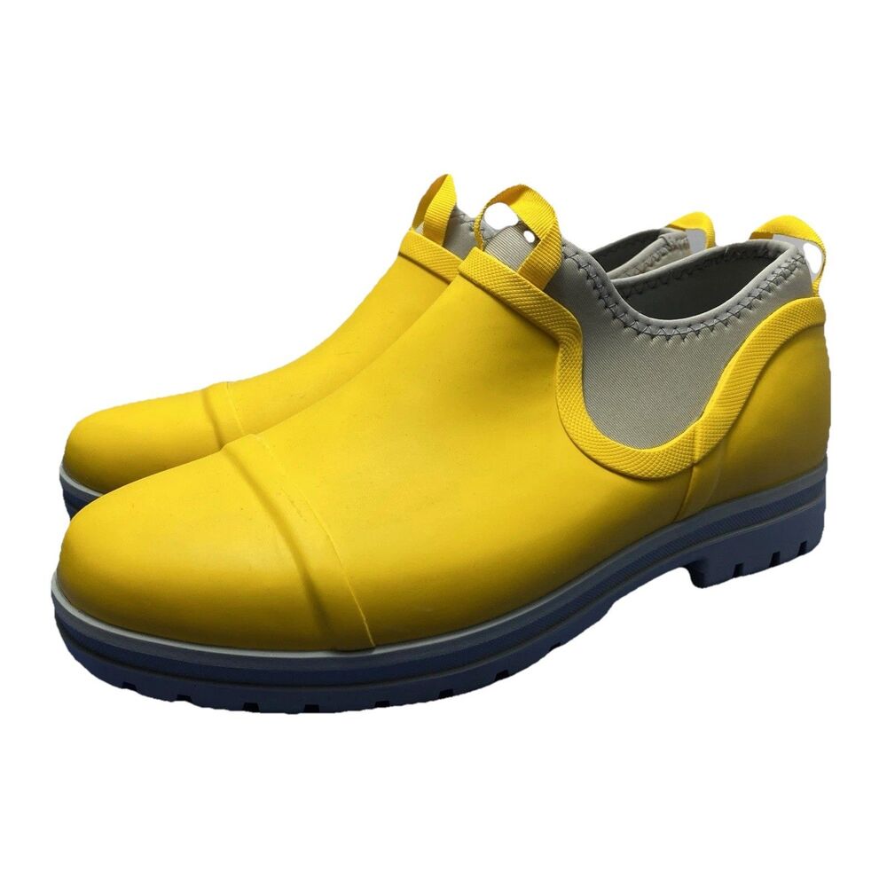 LL Bean Wellie Ankle Rain Boots Womens 11 Medium Yellow Waterproof Slip On Shoes